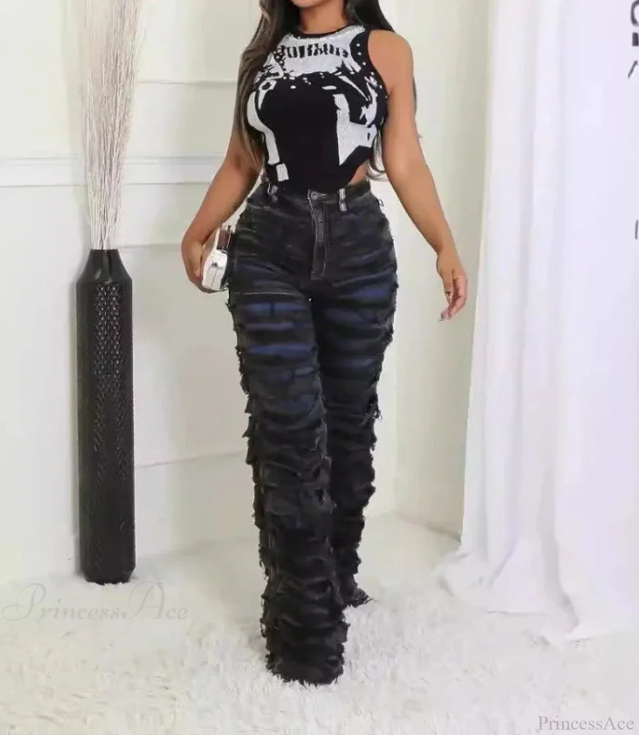 Striped Medieval High Waist Zipper Pant