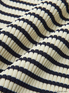 Striped Ruffle-Sleeve Knit Top