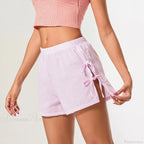 Striped Side Slit Bow Short