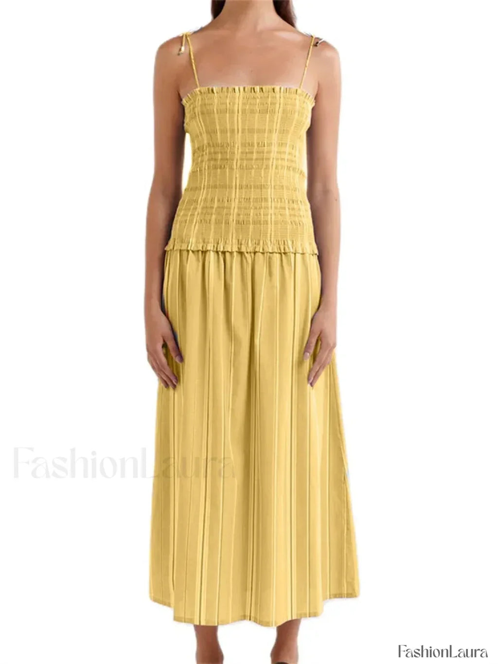 Striped Spaghetti Patchwork Maxi Dress