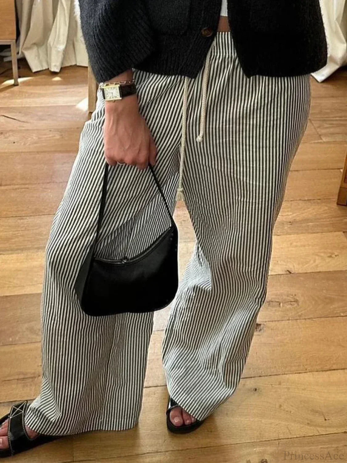 Striped Summer Loose Long Drawstring Pant
