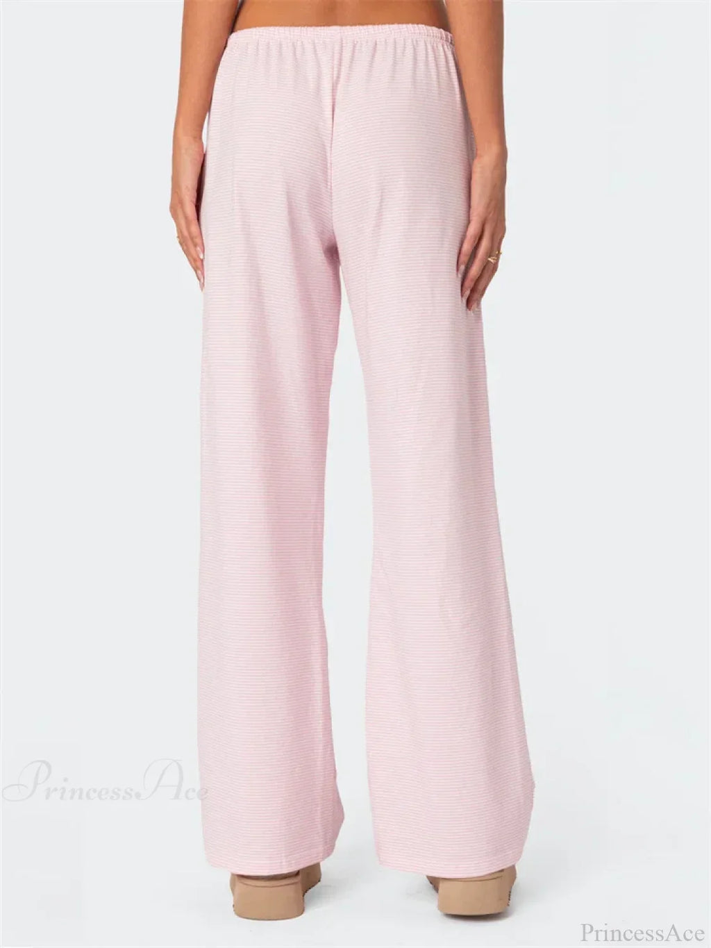 Striped Tie-Up Elastic Waist Loose Casual Pant