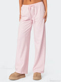 Striped Tie-Up Elastic Waist Loose Casual Pant