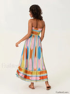 Striped Tube Top Boho Dress