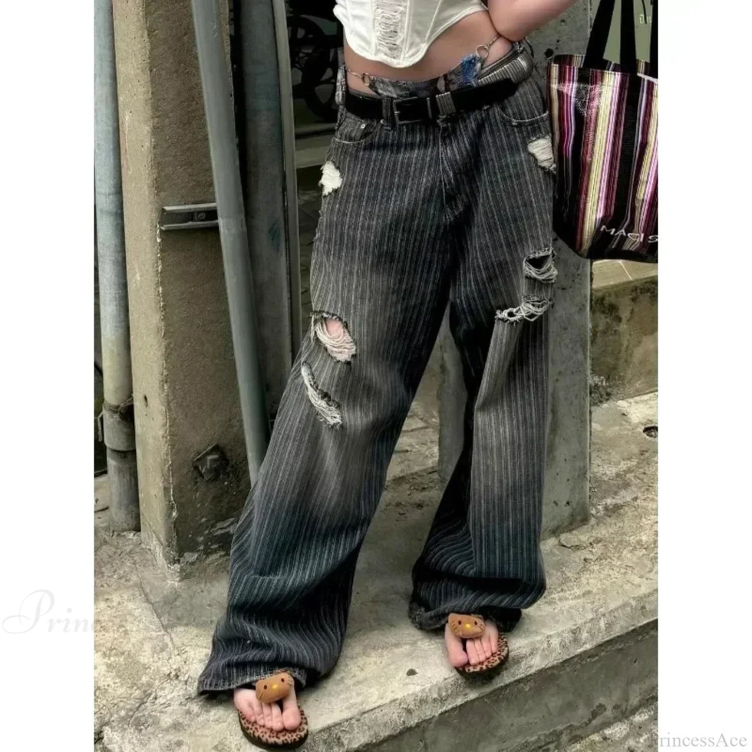 Striped Vintage Y2K Women Jeans Pants