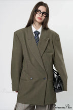 Structured Wide Shoulder Blazer