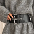 Stylish Dark Leather Harness Belt