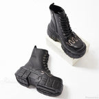 Stylish Rebel Lace-Up Circular Toe Thigh High Gothic Boot