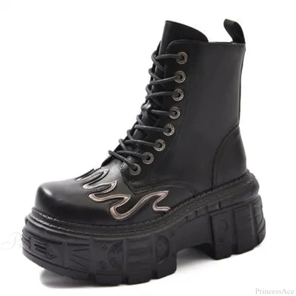 Stylish Rebel Lace-Up Circular Toe Thigh High Gothic Boot