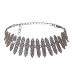 Rhinestone Choker Necklace with Silver Plating