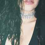 Rhinestone Choker Necklace with Silver Plating