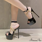 Summer 16 CM Super High Heels Platform Sandals - Black