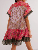 Summer Bohemian Babydoll Floral Print V-Neck Dress