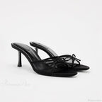 Summer Bow Decorated Mesh Fabric High-heeled Fashion Low Heel Pump