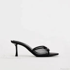 Summer Bow Decorated Mesh Fabric High-heeled Fashion Low Heel Pump
