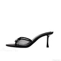 Summer Bow Decorated Mesh Fabric High-heeled Fashion Low Heel Pump