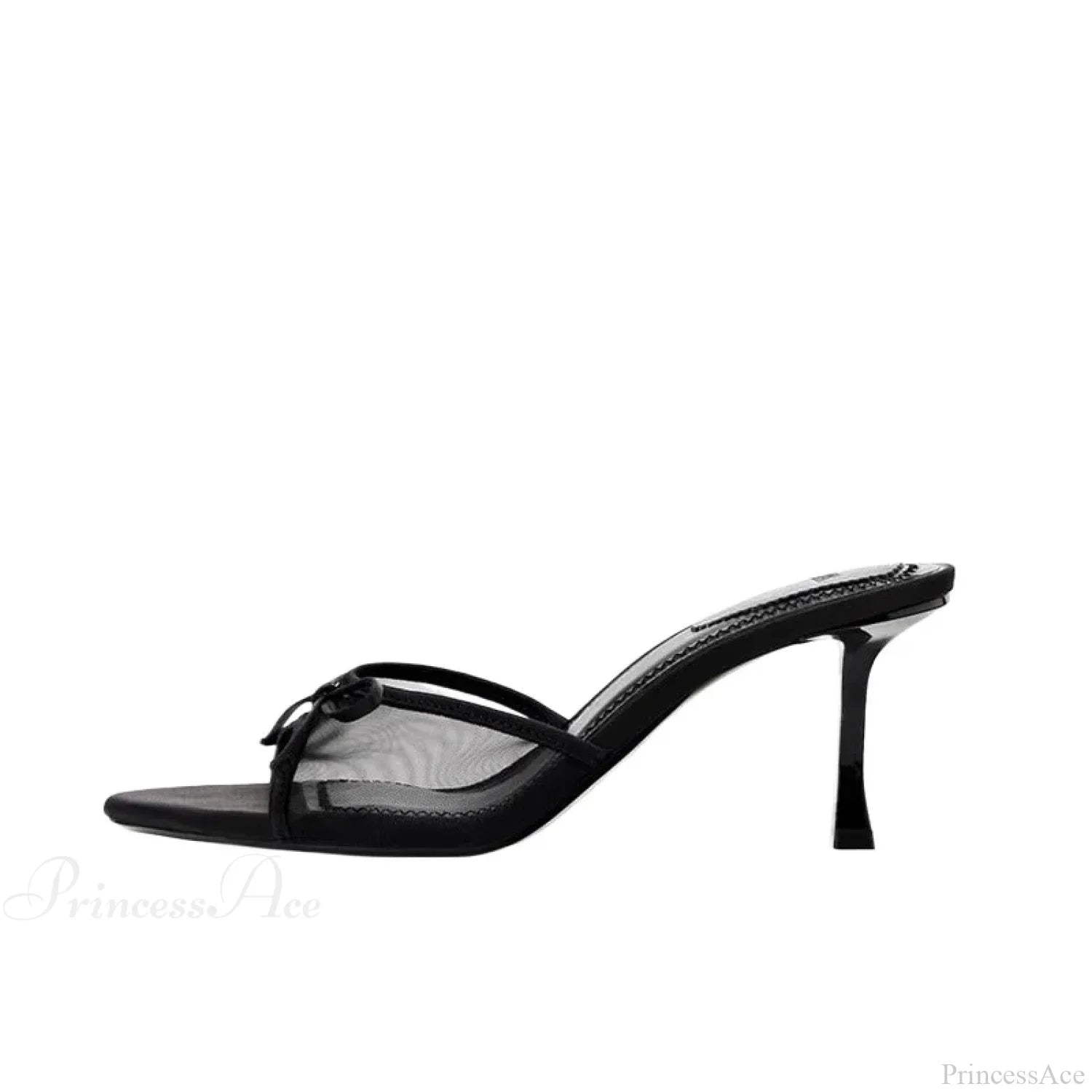 Summer Bow Decorated Mesh Fabric High-heeled Fashion Low Heel Pump