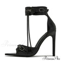 Summer Fashion Zip Tassel Women Sandals Metal Rivet Buckle Pointed Open Toe Stripper Heels Wedding Banquet Shoes Stiletto