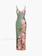 Green Floral Long Dress
