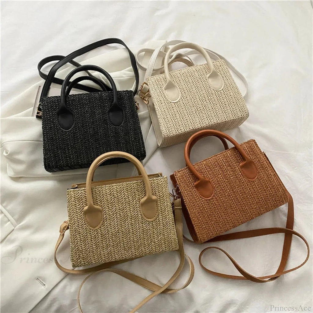 Summer Fresh Flower Woven Crossbody Handbag