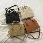 Summer Fresh Flower Woven Crossbody Handbag