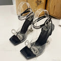 Summer Party Wedding Sandals Crystal Rhinestone Bowknot High Heels Pvc Transparent Pumps High Heel