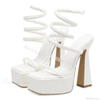Summer Platform Sandals Sexy Open Toe Narrow Band Winding 15CM Thick High Heel