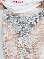Summer Sexy Sheer Lace Floral Long Skirt Y2K Party