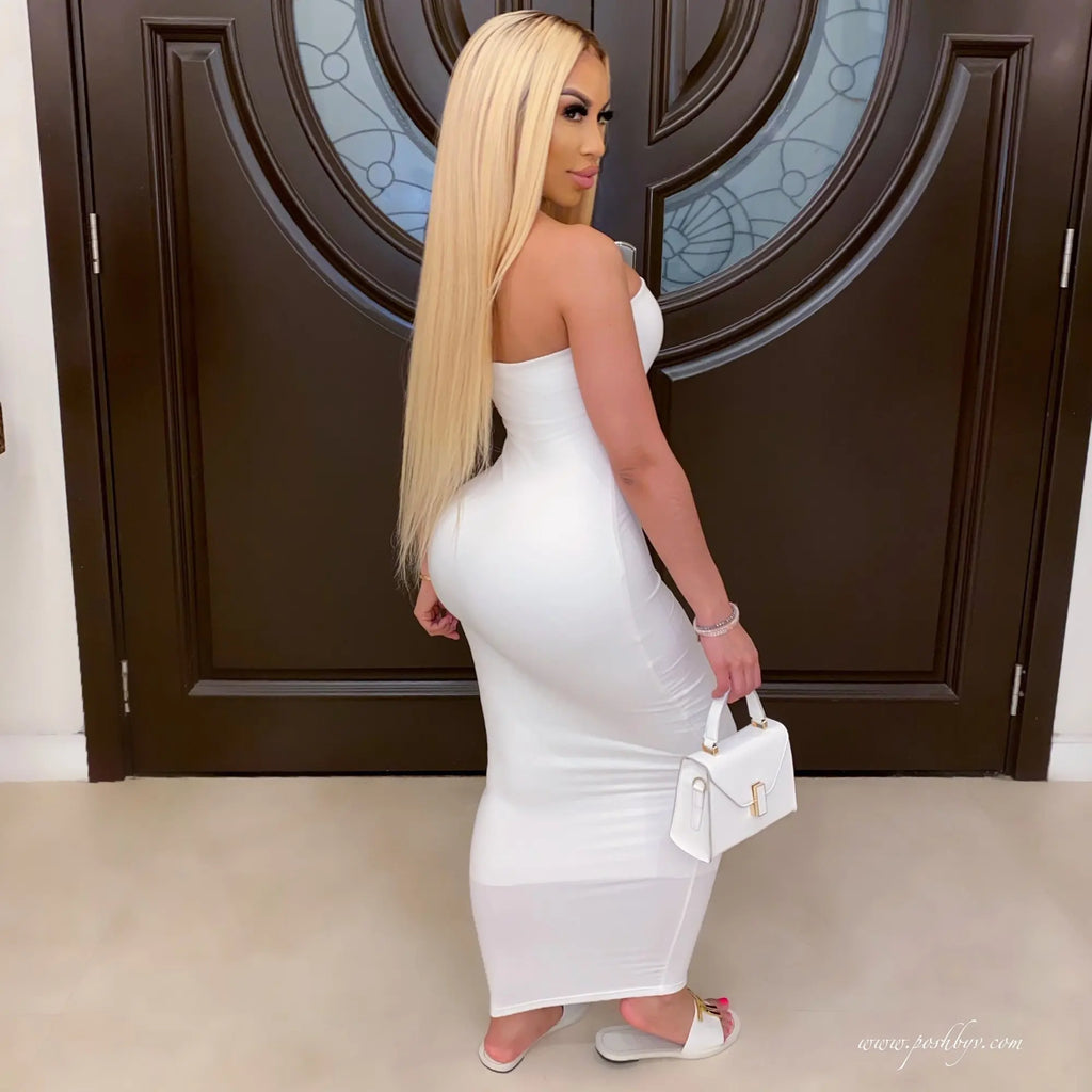 Strapless Bodycon Floor Length Tube Maxi Dress