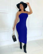 Strapless Bodycon Floor Length Tube Maxi Dress