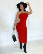 Strapless Bodycon Floor Length Tube Maxi Dress