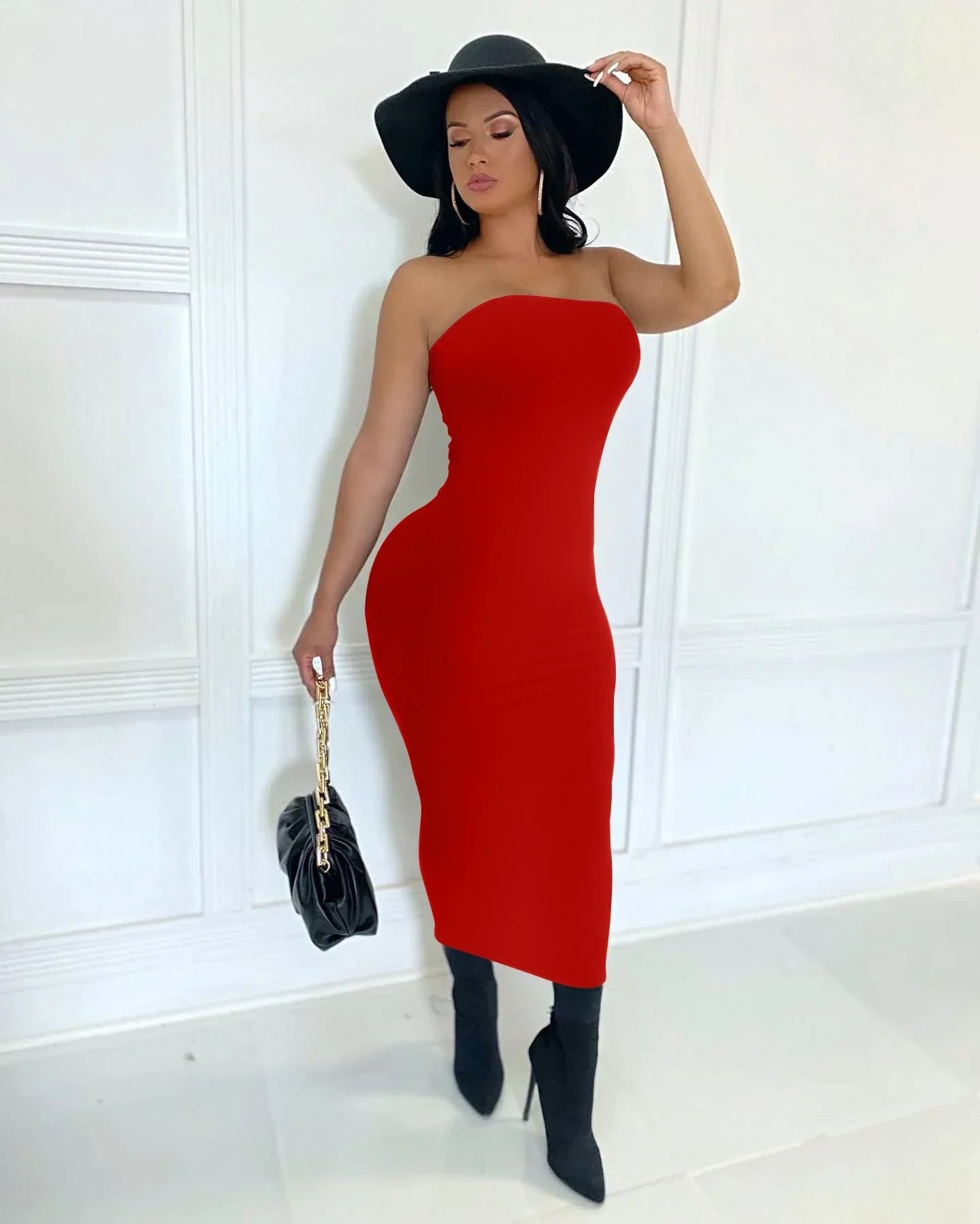 Strapless Bodycon Floor Length Tube Maxi Dress