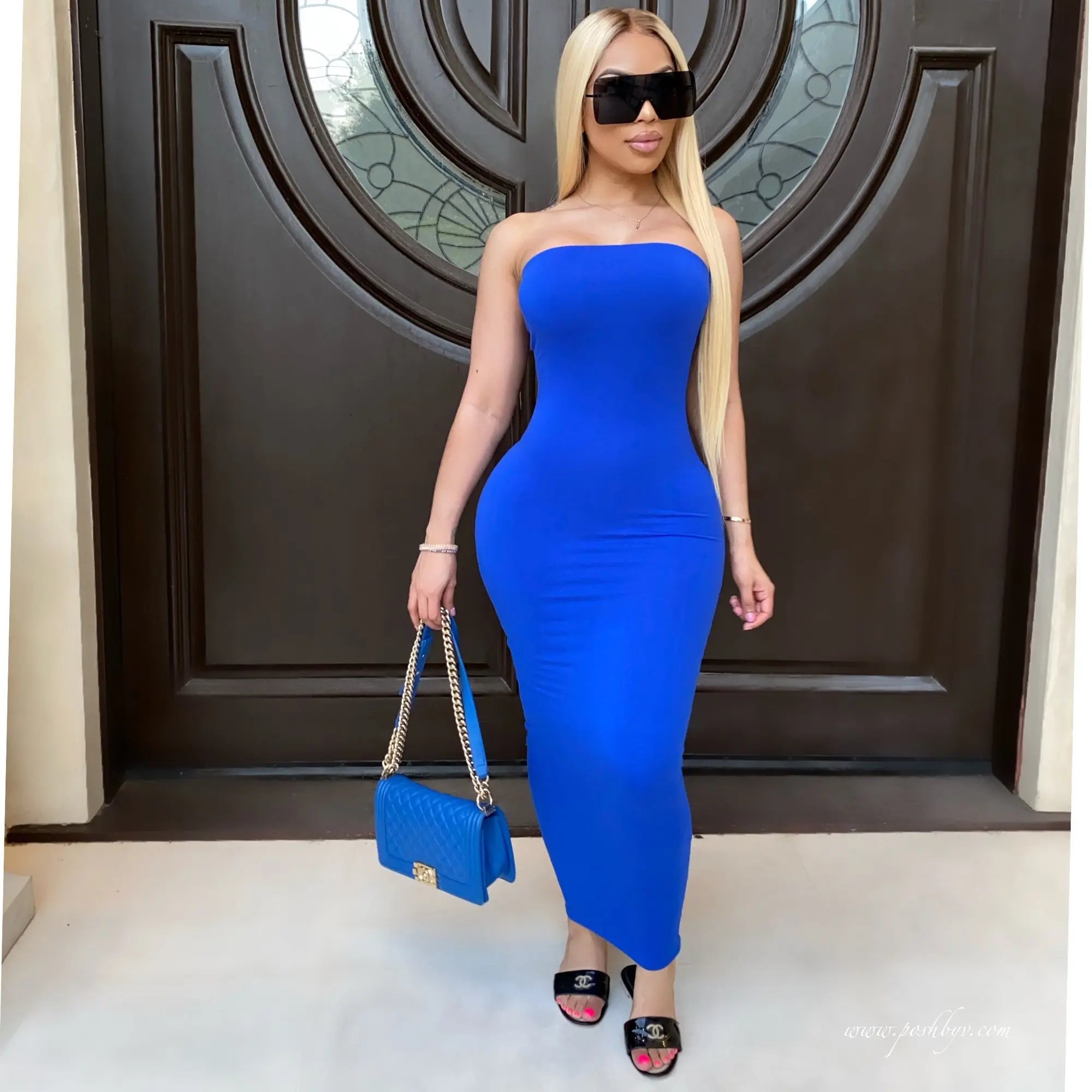 Strapless Bodycon Floor Length Tube Maxi Dress