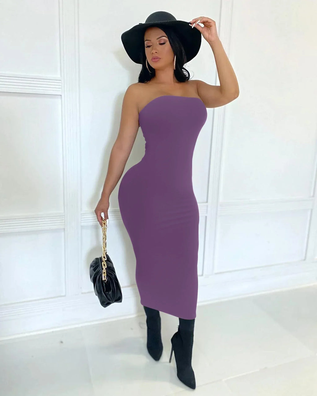 Strapless Bodycon Floor Length Tube Maxi Dress