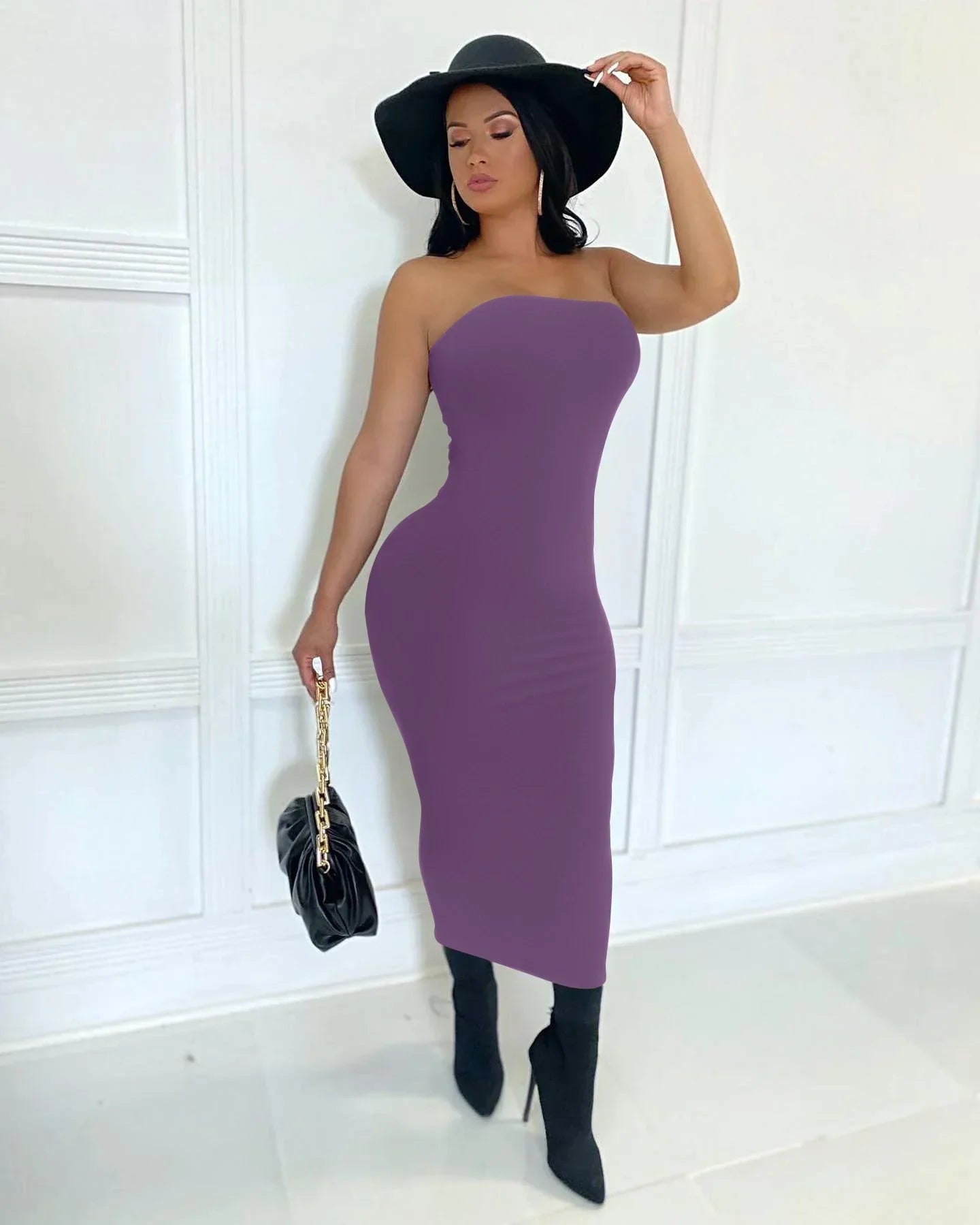 Strapless Bodycon Floor Length Tube Maxi Dress