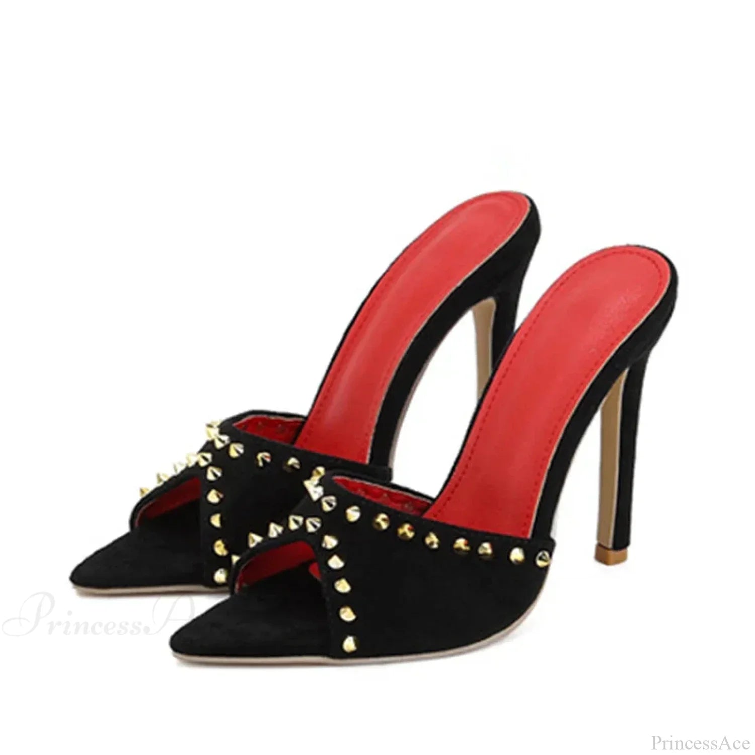 SummerFashion Metal Rivet Designer High-Heels Pointed-Toe Party Stripper Women Mules High Heel