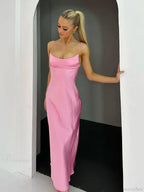 Suninheart Pink Satin Vacation Dress
