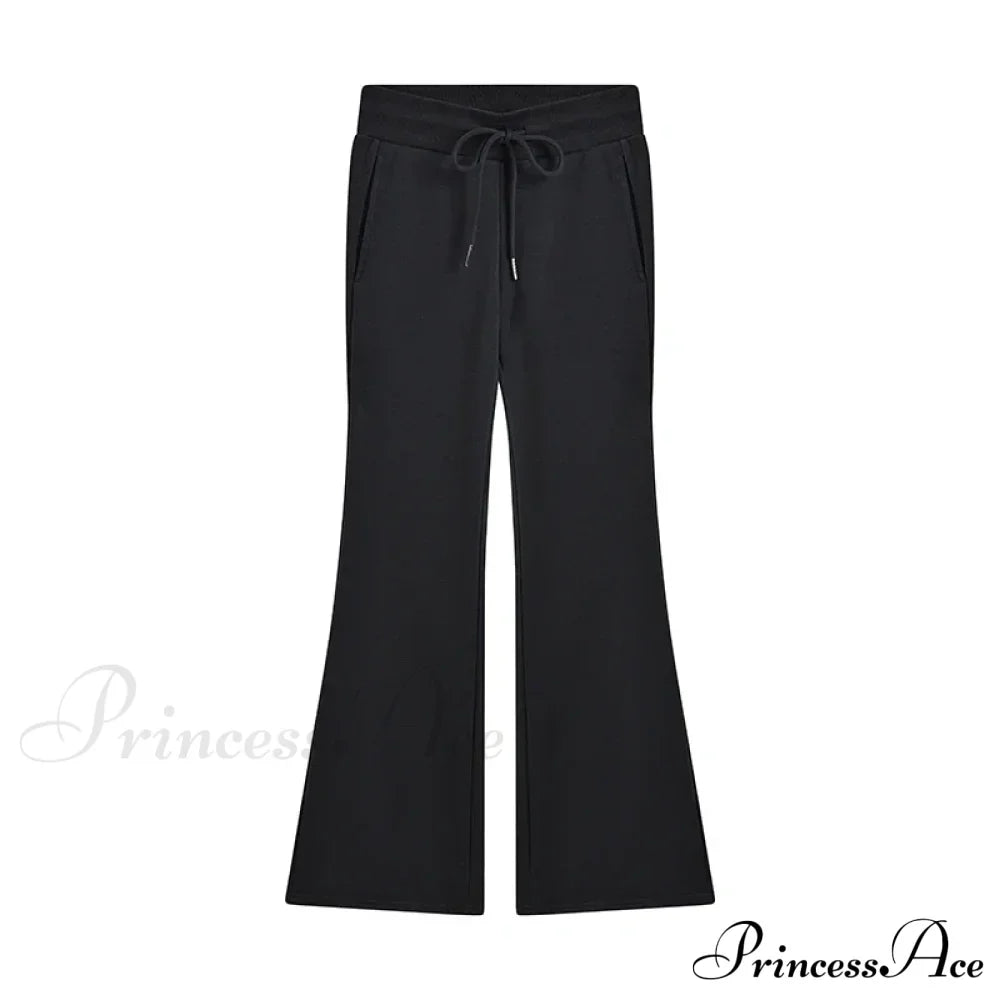 Sweatpants Low-waisted Black Grey Drawstring Flare Streetwear Quality Pants