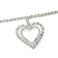 Double Heart Crystal Necklace Silver