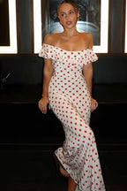 Sweet Ruffle Vacation Polka Dot Maxi Dress
