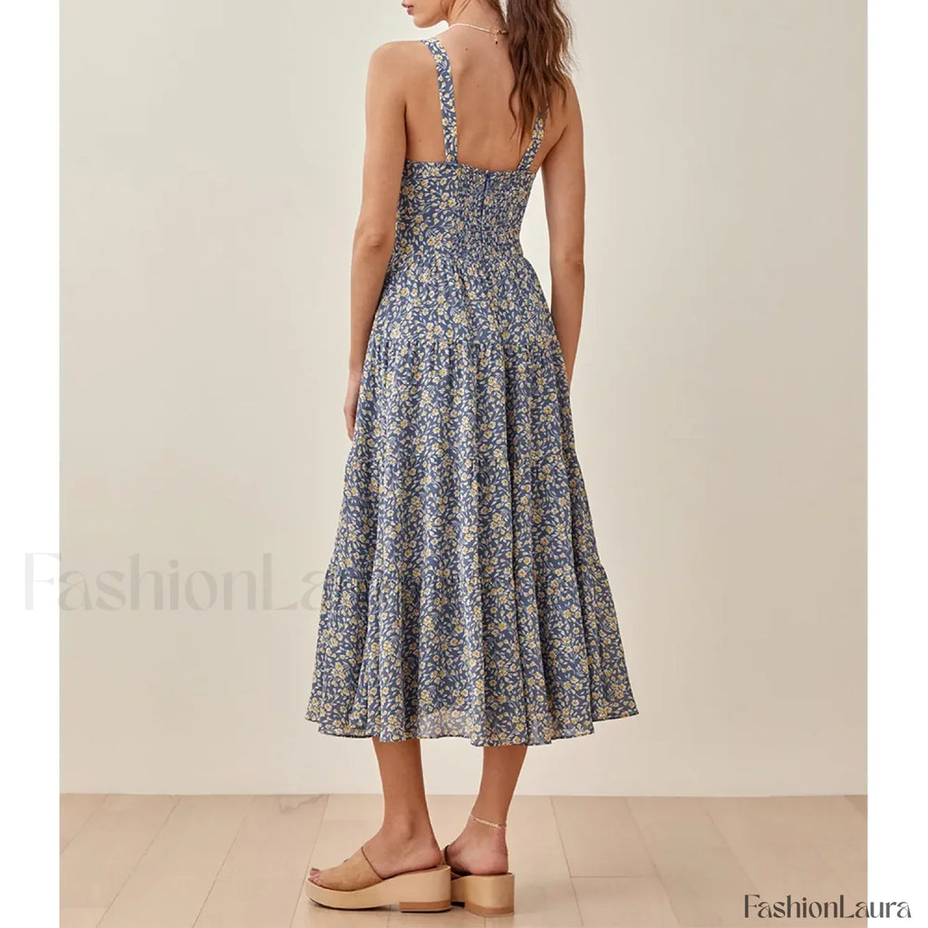 Sweetheart Neck Floral Dress