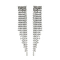 Rhinestone Long Tassel Dangle Earrings Silver