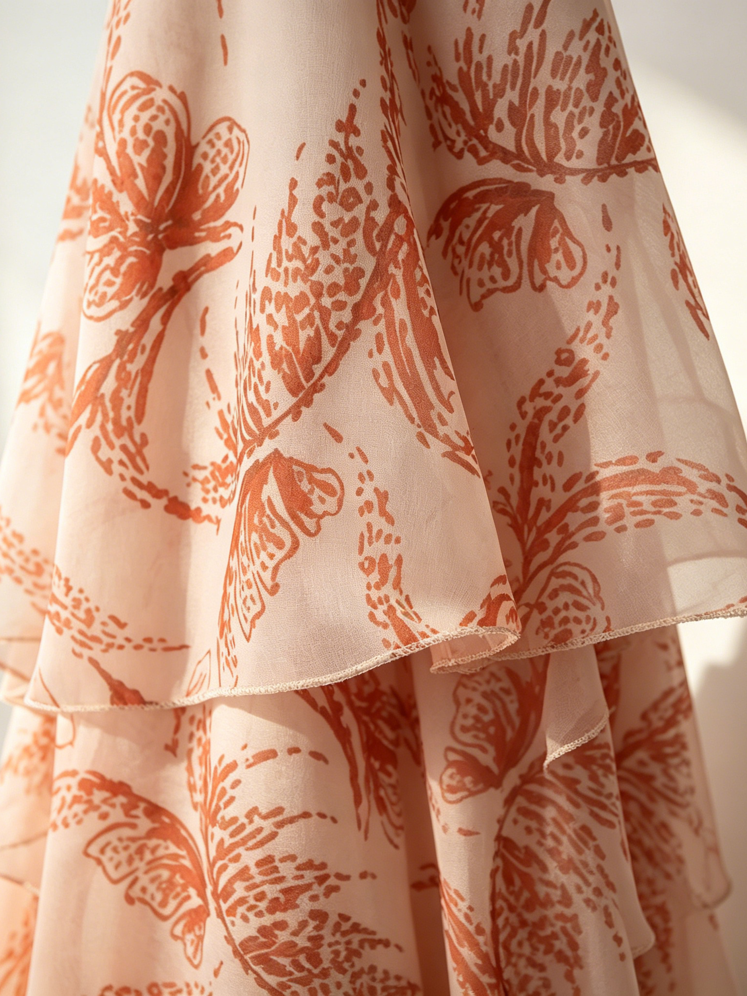 Vacation Dresses Maxi Backless Ruffles Sleeveless V-Neck Chic Orange Red Dresses