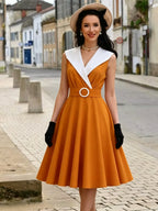 Vintage 1950s Swing Cocktail Sleeveless Medium Retro Dress