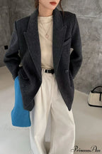 Tailored Collar Double-Face Wool Midi Coat