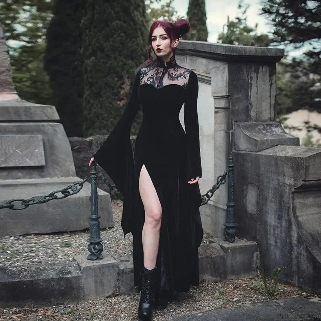 Tall Waist Flared Sleeve Full-Length Dress