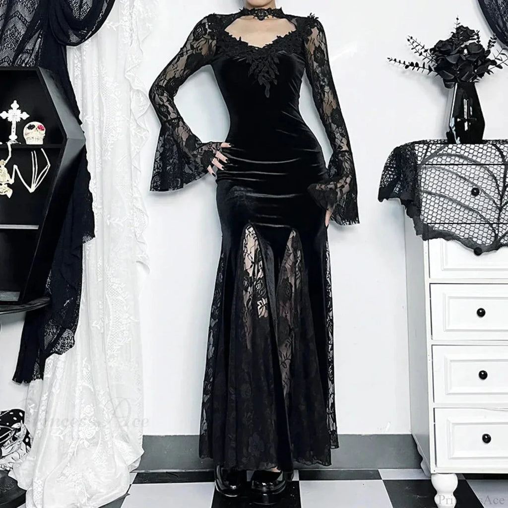 Tall Waist Mysterious Style Full-Length Dress