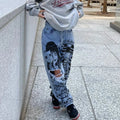 Tall Waist Torn Dark Denim Pant