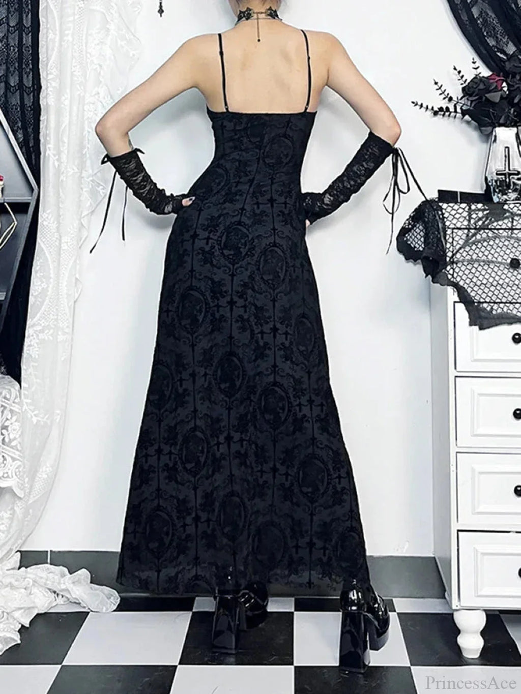 Tall Waist Velvet Celebration Maxi Dress