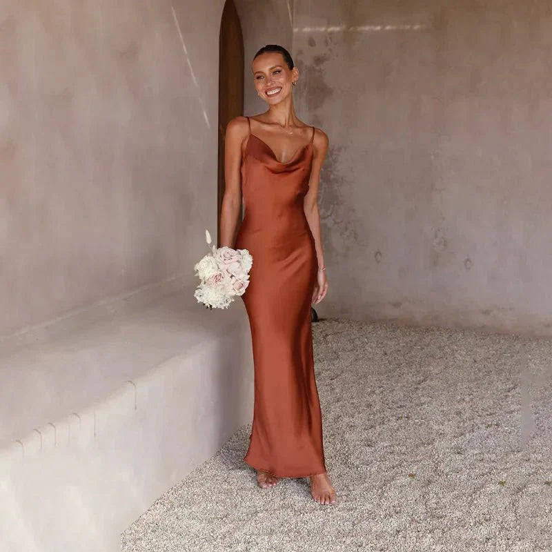 Elizabeth Timeless Satin Dress with an Open Back and Design Boutique Collection